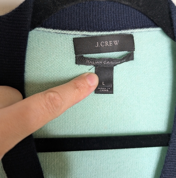 J. Crew Cashmere Color Block Cardigan sz L - Picture 4 of 6